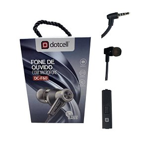 FONE DE OUVIDO COM MICROFONE DOTCELL DC-F60 PRETO