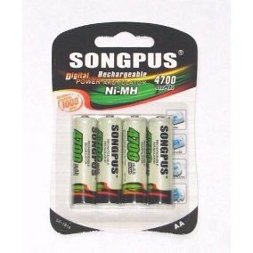 PILHA RECARREGAVEL AA 4700MAH SONGPUS