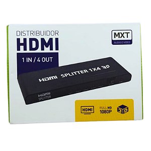 CONVERSOR SPLITTER DISTRIBUIDOR VIDEO HDMI 1X4 VERSAO 1.4 3D FULL HD 4KX2K