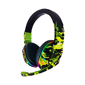 HEADSET GAMER VERDE CAMUFLADO C/ RGB MOX - MO-HP120