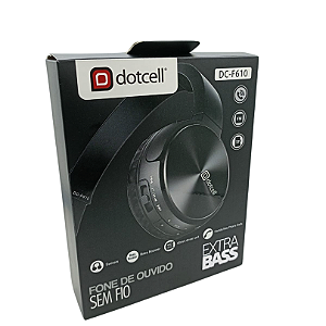 FONE DE OUVIDO EXTRA BASS SEM FIO DOTCELL - DC-F610 - PRETO