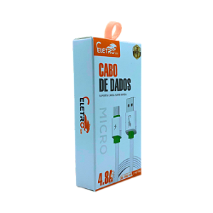 CABO DE DADOS USB PARA V8 MICRO USB 1M 4.8A ELETRO MEX EL-3111-V8