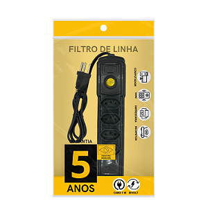 FILTRO DE LINHA 5 TOMADAS BIVOLT 250V 10A PRETO BRIGHT FL004