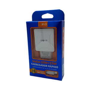 CARREGADOR RAPIDO 20W 1 USB + 25W 1 UBC-C COM CABO V8 MICRO USB INOVA CAR-3261S@