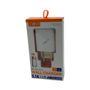 CARREGADOR RAPIDO 5.1 3 USB COM CABO V8 MICRO USB INOVA CAR-3250S@