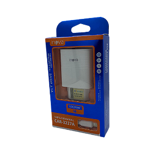 CARREGADOR RAPIDO 3.1A COM 2 USB + CABO USB PARA LIGHTNING IPH INOVA CAR-3227A @