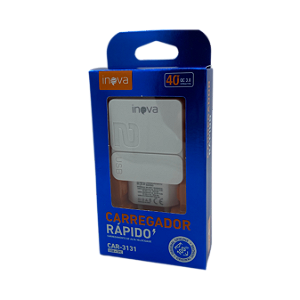 FONTE CARREGADOR 3.0A 40W 1 USB + 1 USB-C INOVA CAR-3131 @