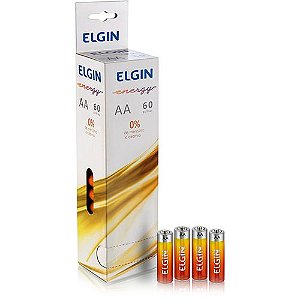 PILHA AA DE ZINCO-CARVÃO C/60 UND ELGIN 82185