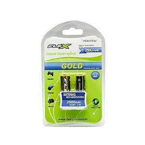BATERIA / PILHA RECARREGAVEL C/2 2500mAh MOD. "FLEX" FX-AA25LB2
