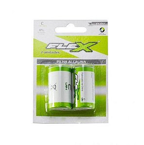 PILHA C ALCALINA C/2 UNIDADES - MARCA : FLEX MOD. FX-CK2