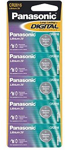 PILHA BOTÃO PANASONIC CR2016 LITHIUM C/5 (02326)