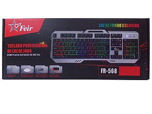 TECLADO GAMER PROFISSIONAL C/ BASE DE METAL LUMINOSO FEIR FR-568