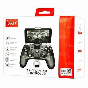 CONTROLE WIRELESS IPEGA 3 IN 1 PARA SMARTPHONE/IOS/PC/PS3/TV BOX/SMART TV PG-9076