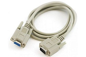 CABO EXTENSAO SERIAL DB9 M + DB9 F BRANCO/NIQUEL 2M MXT