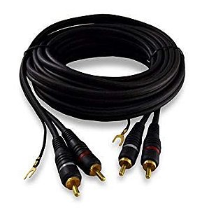 CABO 2RCA + 2RCA C/TERRA OD: 5MM CCS DOURADO/PRETO 5M MXT