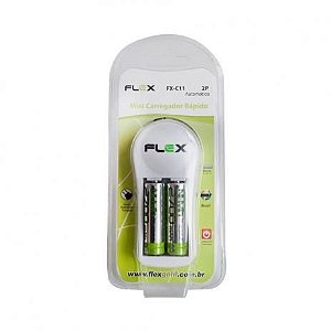 CARREGADOR DE PILHA MOD. FX-C11 C/2 PILHAS FLEX