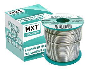 ESTANHO EM FIO PARA SOLDA EM ELETRONICA, 1MM, LIGA SN60 PB40, CARRETEL 250G, MX-073