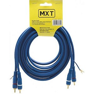 CABO 2RCA + 2RCA C/TERRA O.D:5MM DOURADO/AZUL 3M