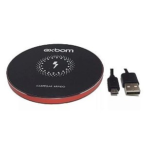 CARREGADOR RAPIDO SENSOR QI SEM FIO COM BORDA DE LED EXBOM TQI-F18