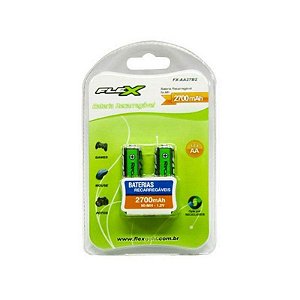 BATERIA / PILHA RECARREGA VEL C/2 UNID. 2700mAh MOD. "FLEX" FX-AA27B2