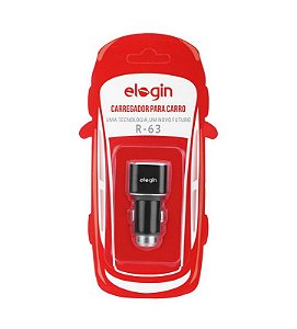FONTE CARREGADOR AUTOMOTIVO 2 USB ELOGIN METAL CORES R 63