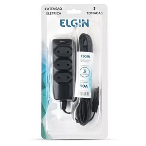 EXTENSÃO ELÉTRICA 3 TOMADAS 2 PINOS CABO 3M ELGIN 127V 220V