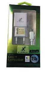 KIT 2X1 CARREGADOR + CABO V8 X-CELL XC-KIT-V8