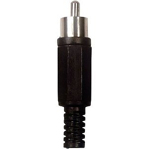 PLUG RCA PLASTICO C/RABICHO PRETO/NIQUEL