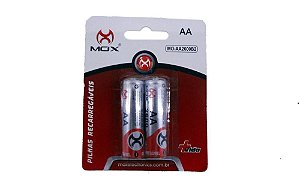 PILHA RECARREGAVEL 2 AA 2600mAh MOX MO-AA2600B2