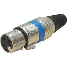 PLUG XLR CANNON FEMEA DE METAL NIQUEL - AZUL