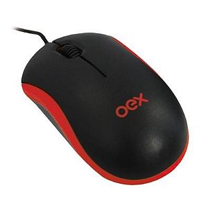 MOUSE USB OPTICO PRETO VERMELHO OEX MS103