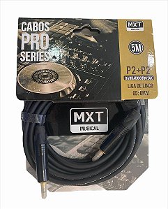 CABO P2 MACHO MONO COBRE BANHADO OURO 24K CORPO EM LIGA DE ZINCO 5 METROS OD:6MM MXT PRO SERIES