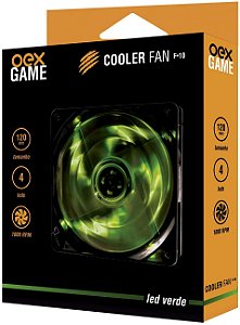 COOLER FAN 120MM 4 LEDS VERDE 1000RPM OEX GAME F10