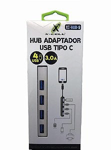 HUB ADAPTADOR USB TIPO C 3.0 C/4 PORTAS X-CELL XC-HUB-9