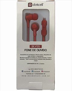 FONE DE OUVIDO DOTCELL DC-F35 VERMELHO