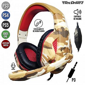 HEADSET GAMER PX-1 RECRUTA CAMO C/MICROFONE PS3/PS4/XBOX/ONE PLUG 3,5MM CABO 1,8MTS