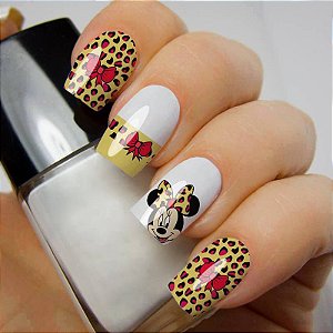 Películas ou Adesivos decorados para unhas  Minnie Laço Vermelho