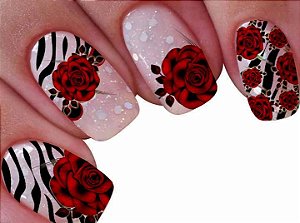 Películas ou Adesivos decorados para unhas  Floral Listras