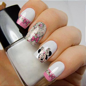 Películas ou Adesivos decorados para unhas  Minnie Floral