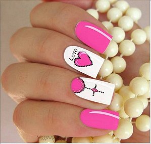 Películas ou Adesivos decorados para unhas  Love Rosa