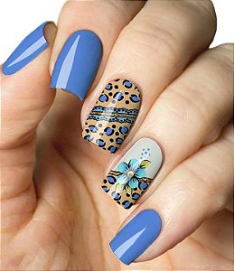 Películas ou Adesivos decorados para unhas  Onça C/  Flor