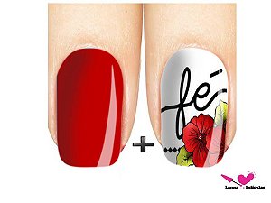 Películas ou Adesivos de Unhas  Fé Flor Vermelha