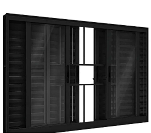 VENEZIANA 6 FOLHAS COM GRADE ALUMINIO PRETO LINHA PREMIUM