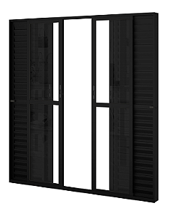 PORTA BALCÃO 6 FOLHAS ALUMÍNIO PRETO LINHA 25 PREMIUM
