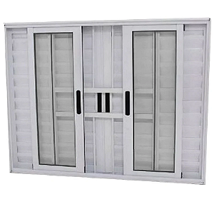 VENEZIANA 6 FOLHAS ALUMÍNIO BRANCO COM GRADE LINHA PREMIUM