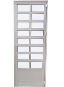 PORTA DE GIRO MODELO TRAVESSA COM LAMBRIL ALUMÍNIO BRANCO LINHA 25