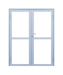 PORTA DE ABRIR 2 FOLHAS DE VIDRO ALUMÍNIO BRANCO LINHA 25