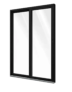 Porta de Correr 2 Folhas Móveis Alumínio Preto Vidro Liso 6mm