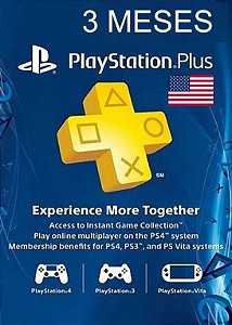 Playstation Network Plus Assinatura - 3 Meses Cartão de Ativação PSN Plus - USA 3 Meses (EUA)