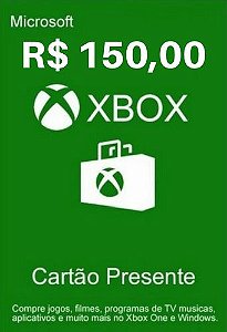 Cartão Presente Xbox Live Gold R$150 Reais